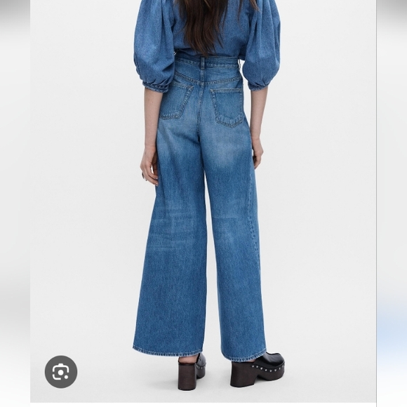 Zara The High Rise Palazzo Wide-Leg Jeans Sz-8 - Picture 2 of 6